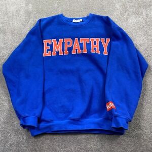 The Mayfair Group Empathy Blue Graphic Crewneck Sweatshirt Mens M/L Always Patch
